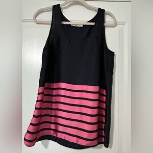 Michael Kors Black & Pink Striped Sleeveless Top Size M